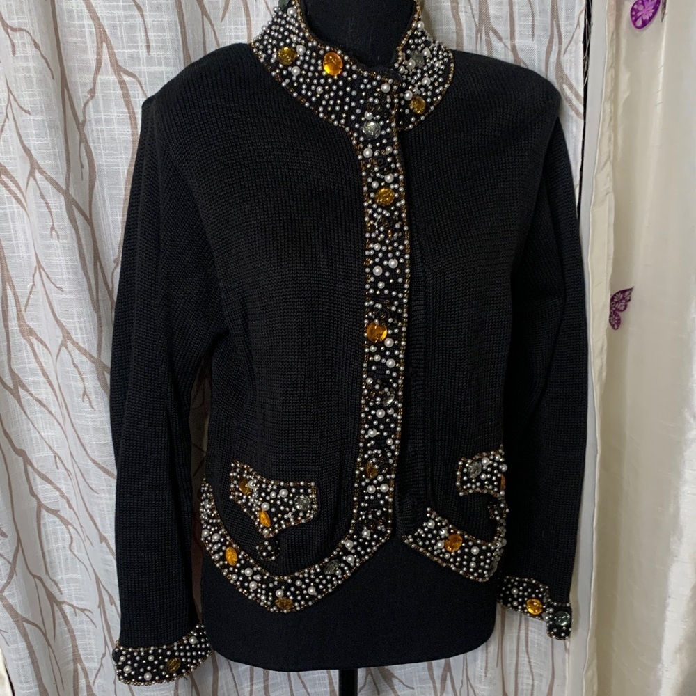 Lisa Nichol Embellished black Women's cardigan
